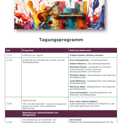 Erste Seite vom Programm der Tagung am 6. Dezember